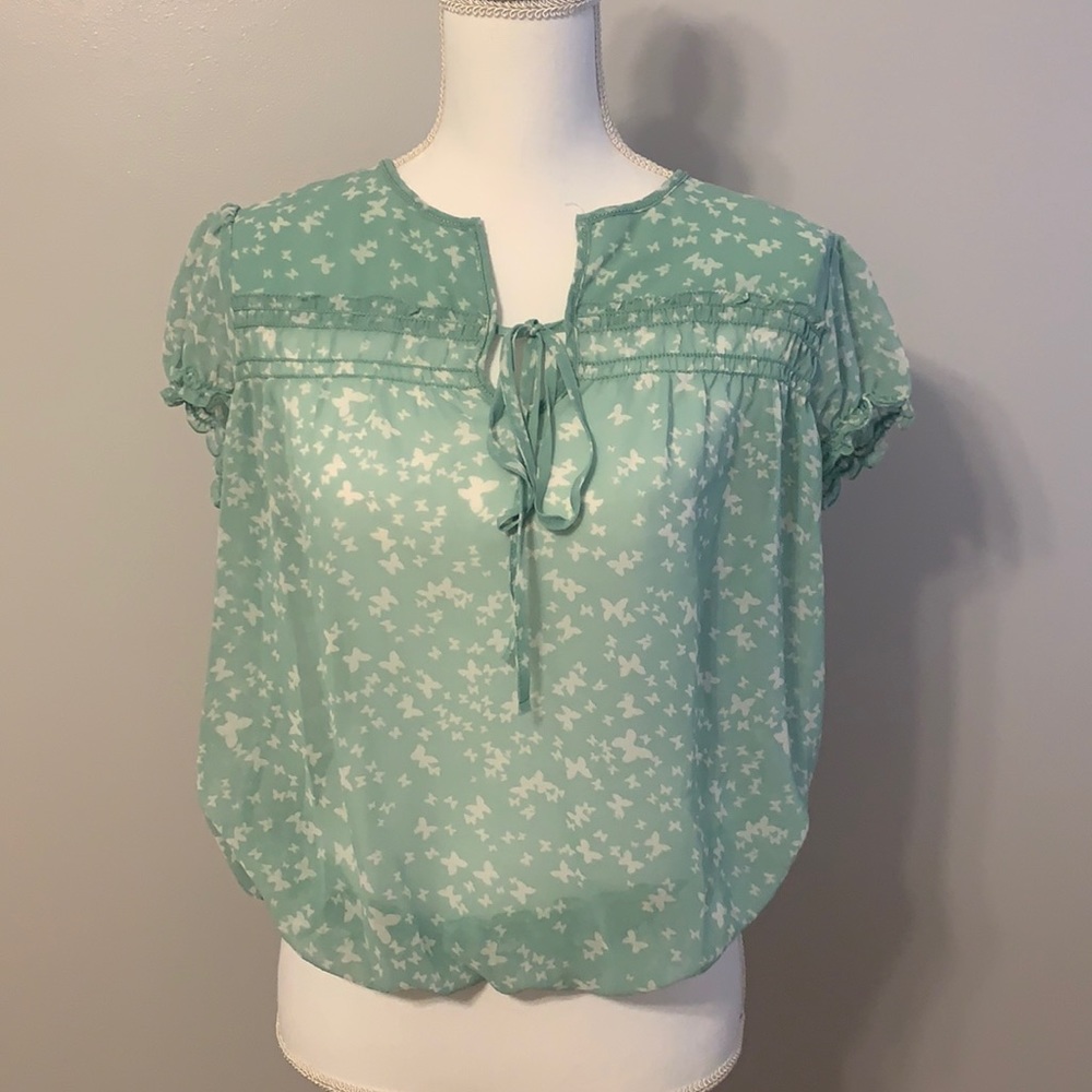 Max Studio Mint Green Blouse, short sleeves, small